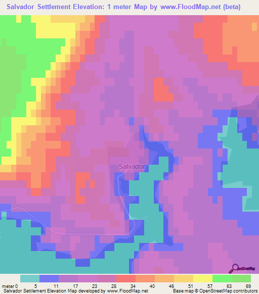 Salvador Settlement,Falkland Islands Elevation Map
