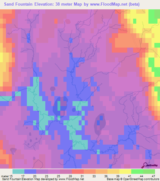 Sand Fountain,Falkland Islands Elevation Map