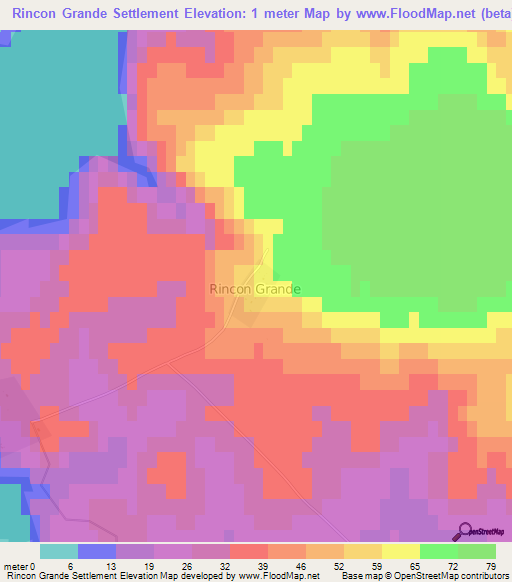 Rincon Grande Settlement,Falkland Islands Elevation Map