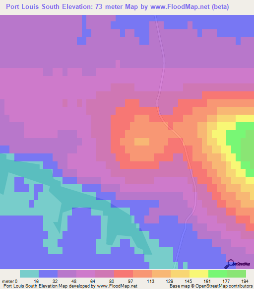 Port Louis South,Falkland Islands Elevation Map
