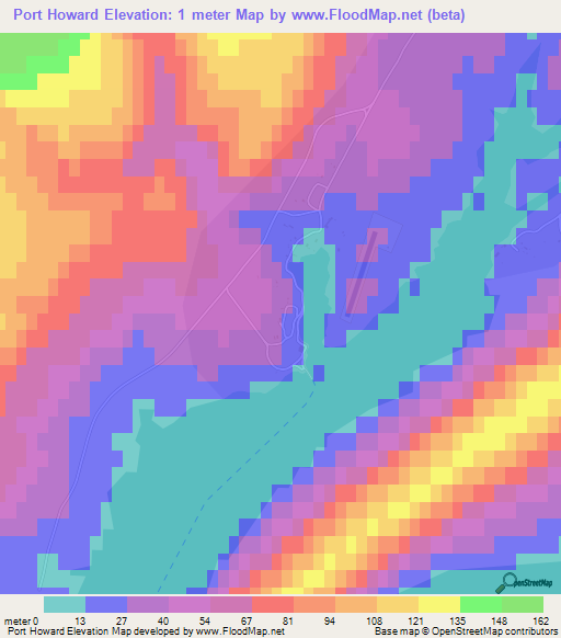 Port Howard,Falkland Islands Elevation Map