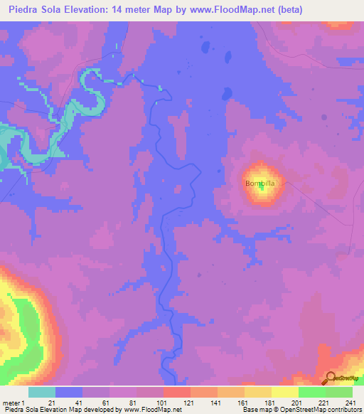 Piedra Sola,Falkland Islands Elevation Map