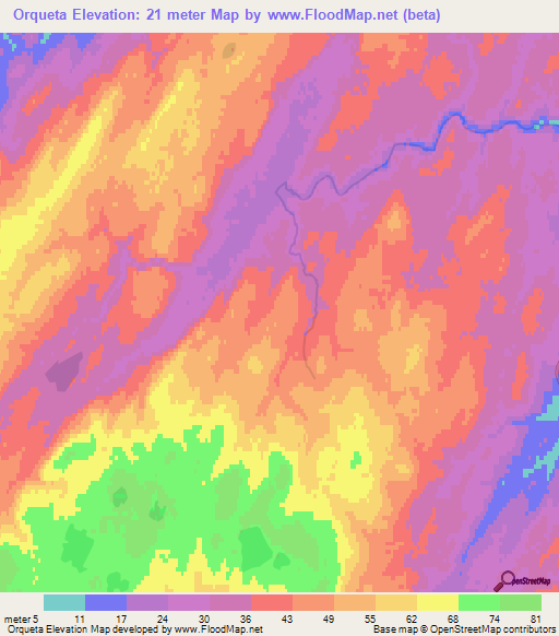 Orqueta,Falkland Islands Elevation Map