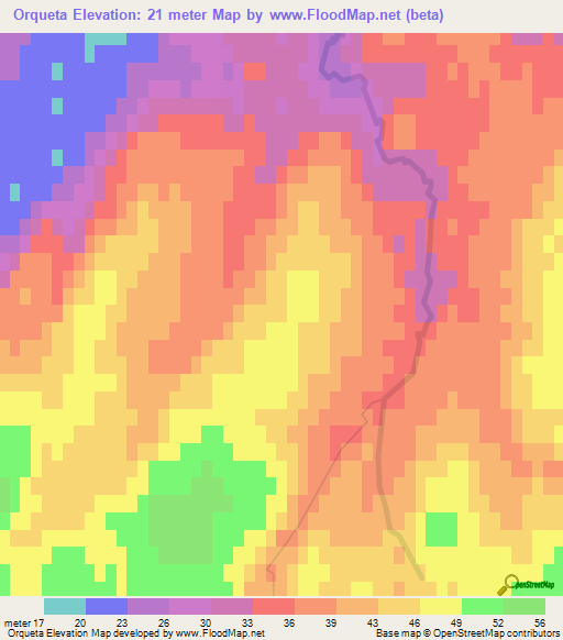 Orqueta,Falkland Islands Elevation Map