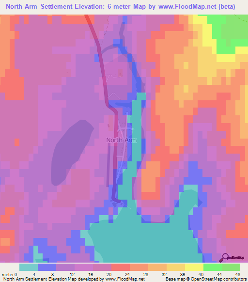 North Arm Settlement,Falkland Islands Elevation Map