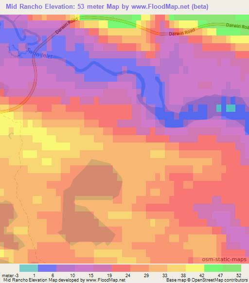 Mid Rancho,Falkland Islands Elevation Map