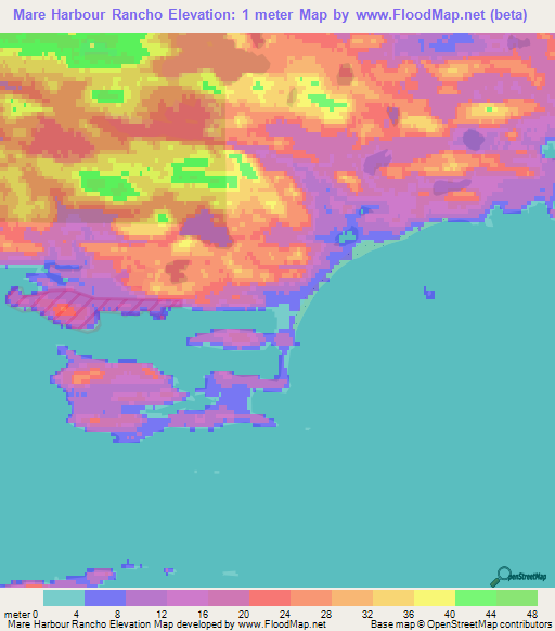 Mare Harbour Rancho,Falkland Islands Elevation Map