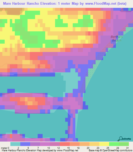 Mare Harbour Rancho,Falkland Islands Elevation Map