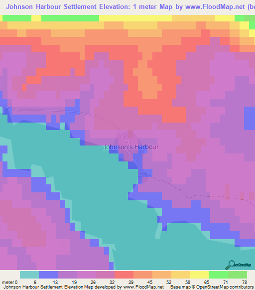 Johnson Harbour Settlement,Falkland Islands Elevation Map