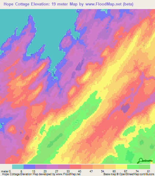 Hope Cottage,Falkland Islands Elevation Map