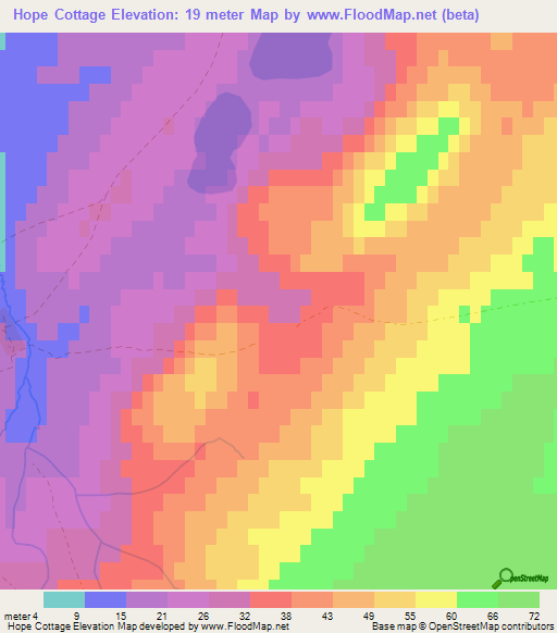 Hope Cottage,Falkland Islands Elevation Map
