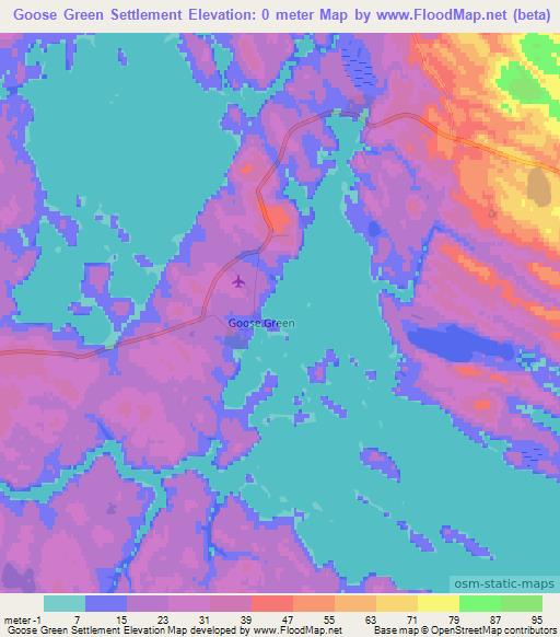 Goose Green Settlement,Falkland Islands Elevation Map