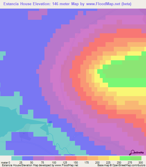 Estancia House,Falkland Islands Elevation Map
