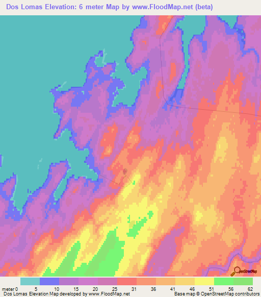 Dos Lomas,Falkland Islands Elevation Map