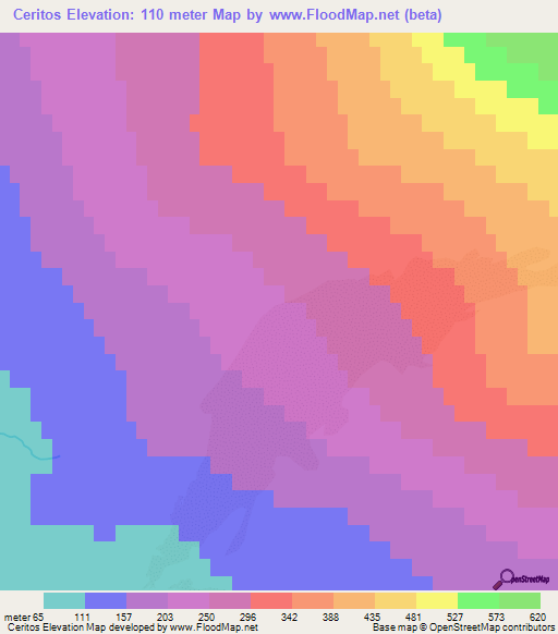 Ceritos,Falkland Islands Elevation Map