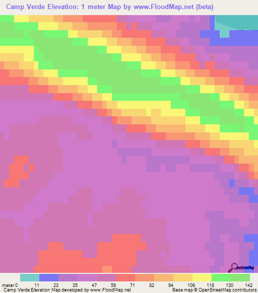 Camp Verde,Falkland Islands Elevation Map