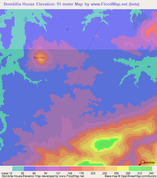 Bombilia House,Falkland Islands Elevation Map