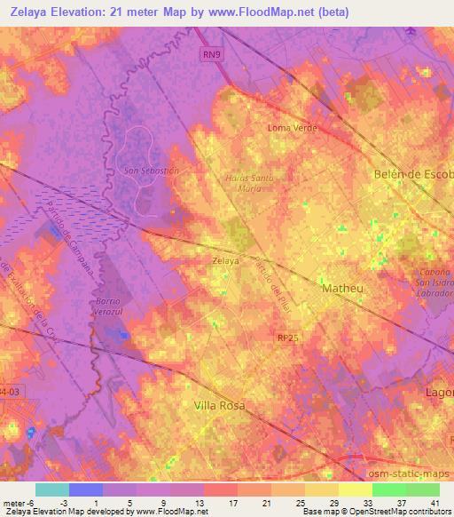 Zelaya,Argentina Elevation Map