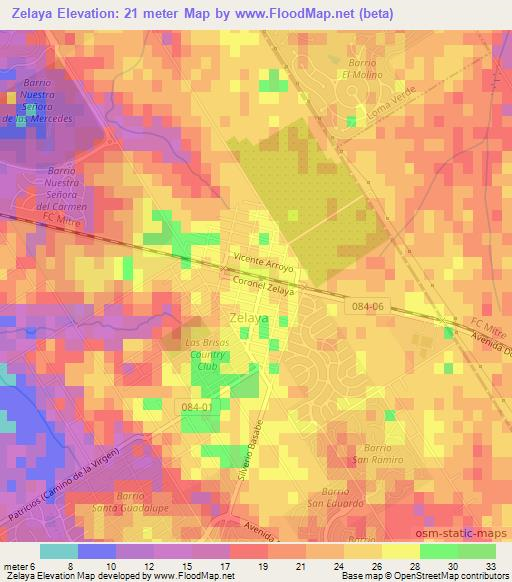Zelaya,Argentina Elevation Map