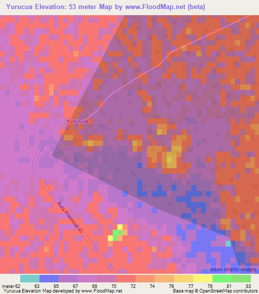 Yurucua,Argentina Elevation Map