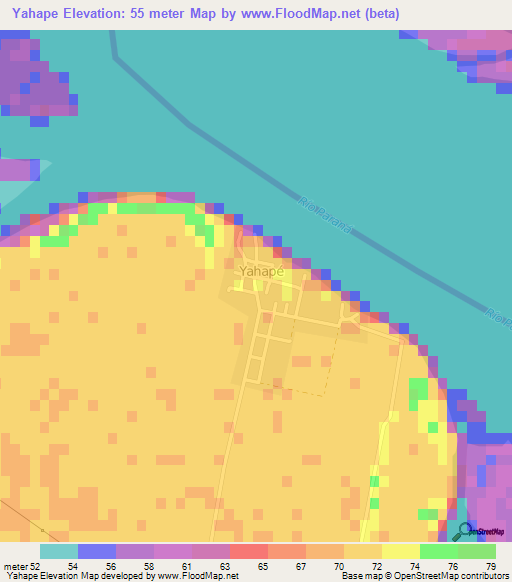 Yahape,Argentina Elevation Map