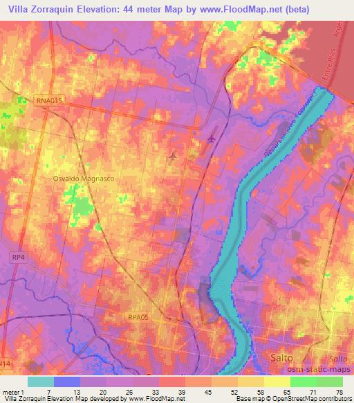 Villa Zorraquin,Argentina Elevation Map