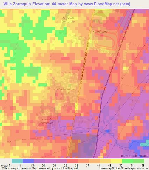 Villa Zorraquin,Argentina Elevation Map