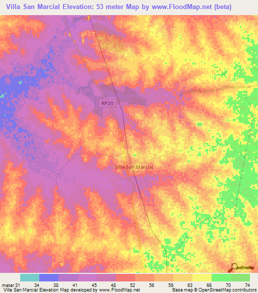 Villa San Marcial,Argentina Elevation Map