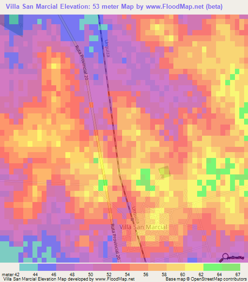 Villa San Marcial,Argentina Elevation Map