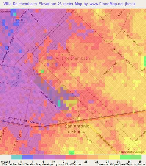 Villa Reichembach,Argentina Elevation Map