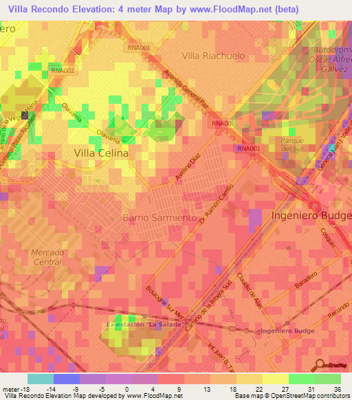 Villa Recondo,Argentina Elevation Map