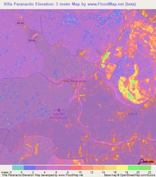 Villa Paranacito,Argentina Elevation Map