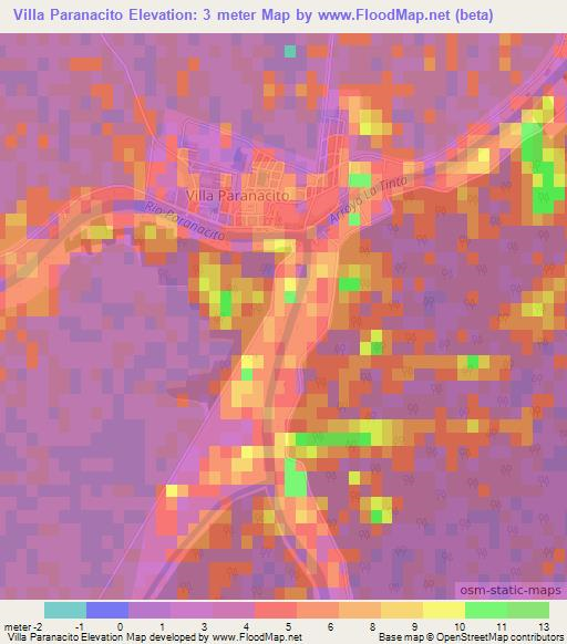 Villa Paranacito,Argentina Elevation Map