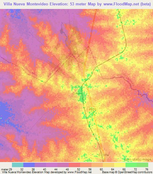 Villa Nueva Montevideo,Argentina Elevation Map