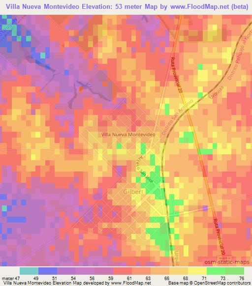 Villa Nueva Montevideo,Argentina Elevation Map