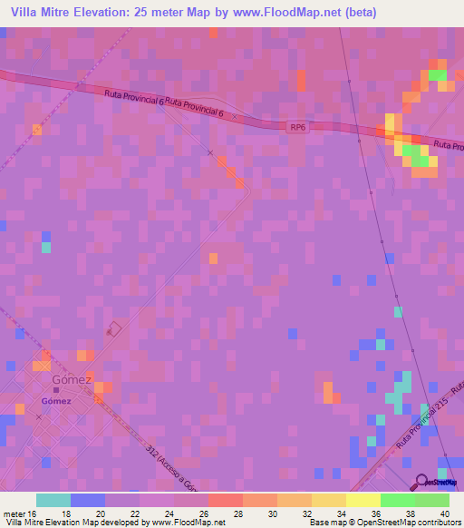 Villa Mitre,Argentina Elevation Map