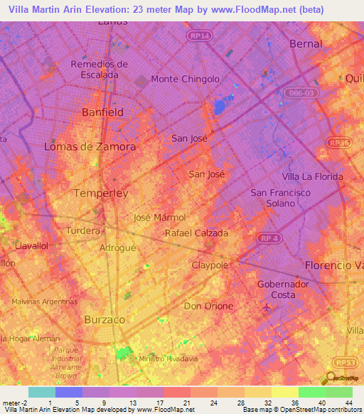 Villa Martin Arin,Argentina Elevation Map
