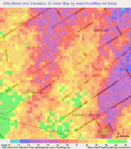 Villa Martin Arin,Argentina Elevation Map