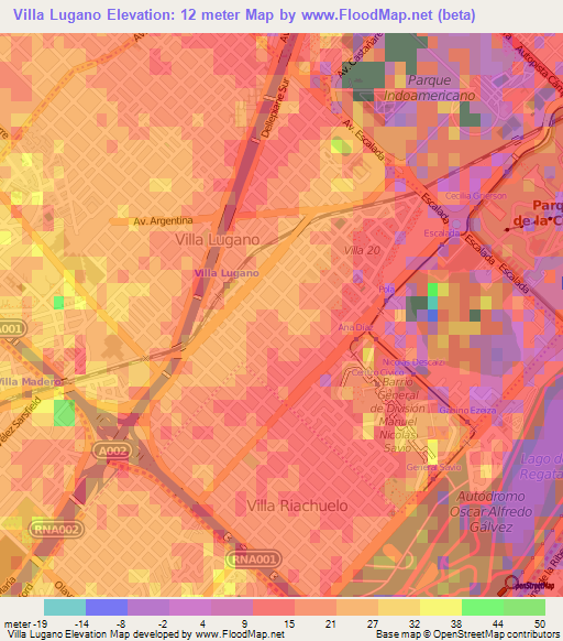 Villa Lugano,Argentina Elevation Map