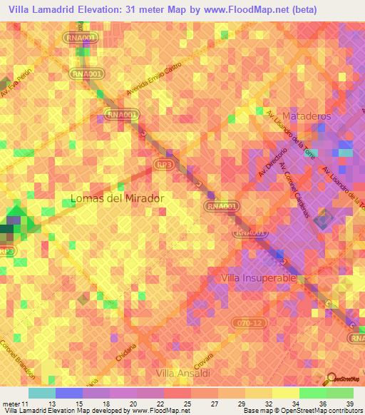 Villa Lamadrid,Argentina Elevation Map