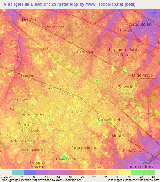 Villa Iglesias,Argentina Elevation Map