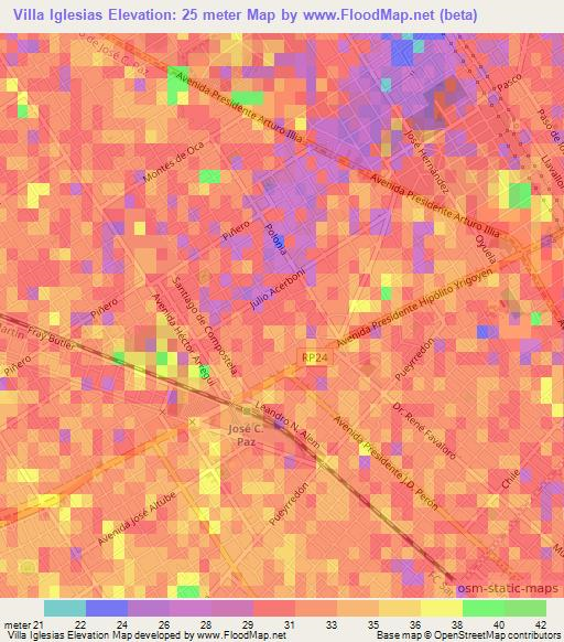 Villa Iglesias,Argentina Elevation Map