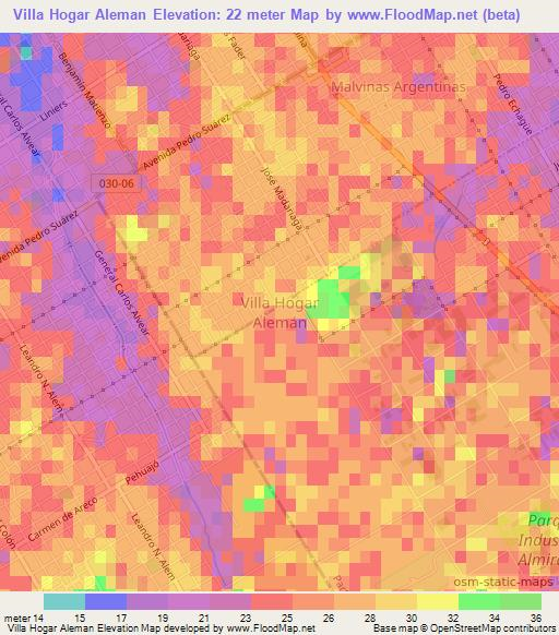 Villa Hogar Aleman,Argentina Elevation Map