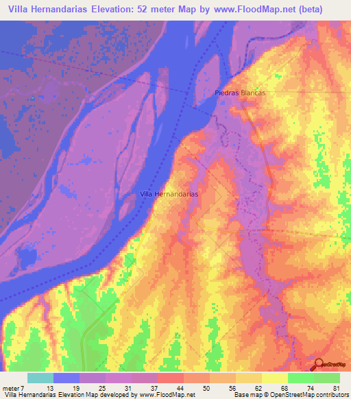 Villa Hernandarias,Argentina Elevation Map