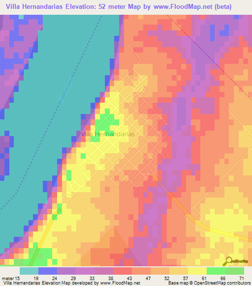 Villa Hernandarias,Argentina Elevation Map