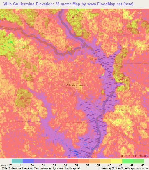 Villa Guillermina,Argentina Elevation Map