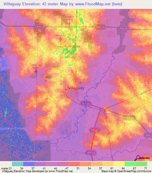 Villaguay,Argentina Elevation Map