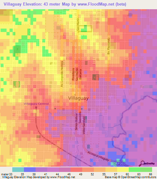 Villaguay,Argentina Elevation Map