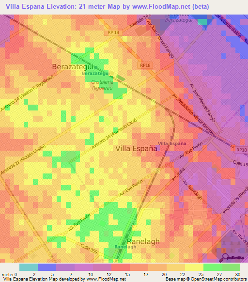 Villa Espana,Argentina Elevation Map