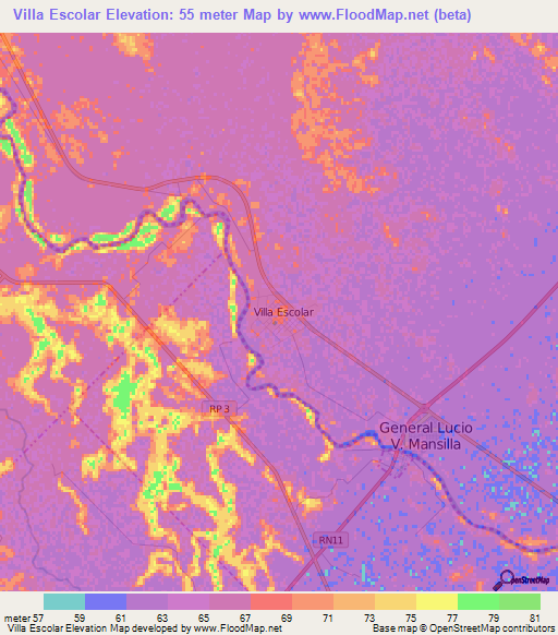 Villa Escolar,Argentina Elevation Map